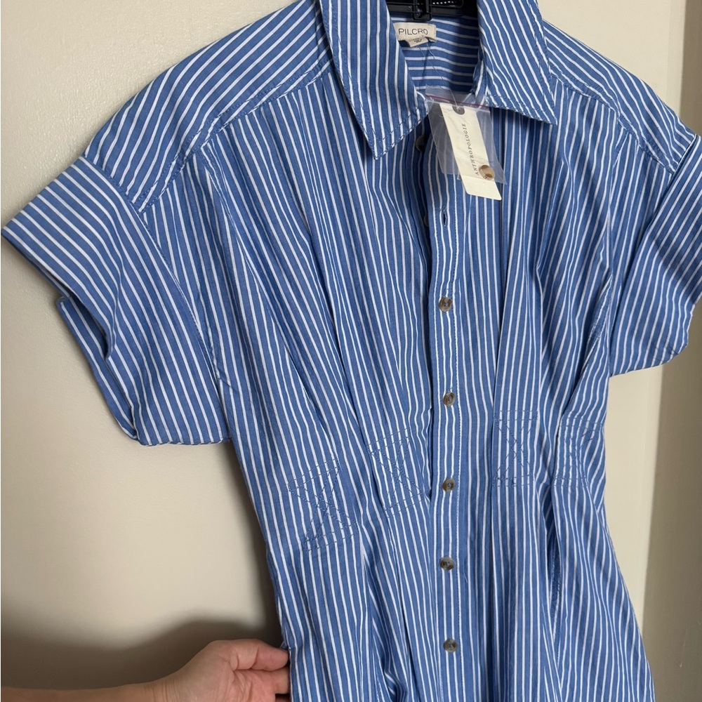 Anthropologie Pilcro short sleeve seamed midi shirt dress - Size XXS - BNWT - Picture 9 of 14